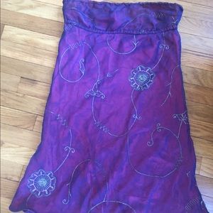 Iridescent sari strapless knee length dress